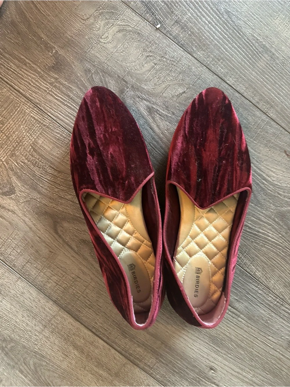 Birdies Velvet Loafers in Wine Red
